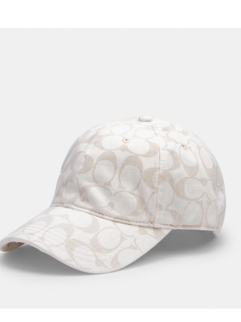 Coach Beige and White Monogram Baseball Cap